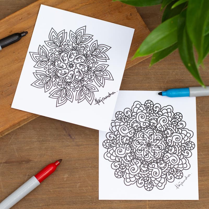 Novica Handmade Spiritual Art Coloring Postcards (Pair)