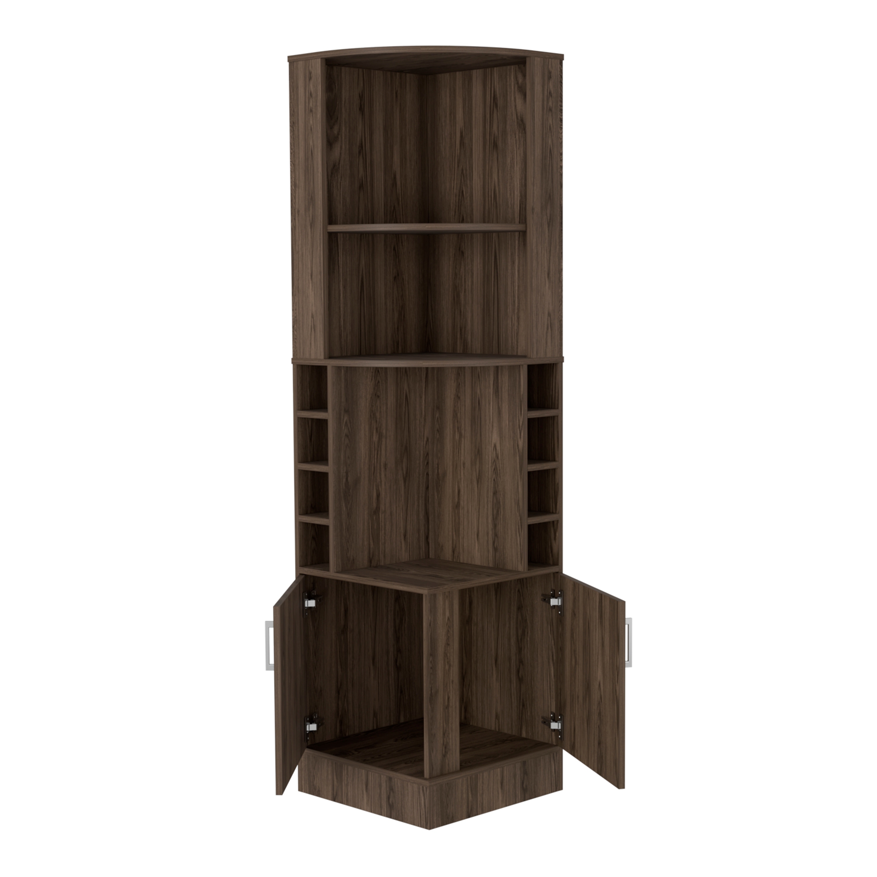 TUHOME Syrah Corner Bar Cabinet with 2 Doors and 8 Cubbies N A