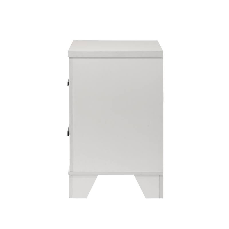 Furniture of America Loris Modern White Wood 2-Drawer Nightstand