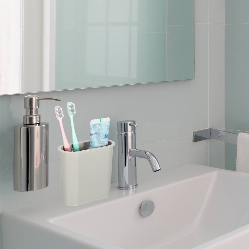 Wall Mount Toothbrush Holder Stand Self Adhesive Tooth Brush Holder for Toothbrush Toothpaste, 4.65"x2.13"x4.25" - Gray