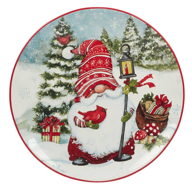 Certified International Christmas Gnomes 11" Dinner Plates, Set of 4 Assorted Designs - 11-inch