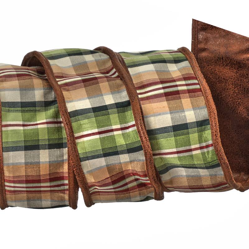 2.5"X5Y Faux Leather Backed Plaid Ribbon