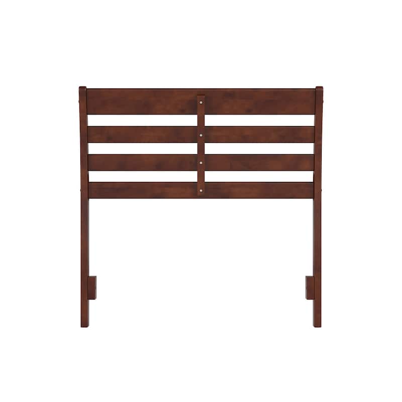 Solid Wood Headboard Twin Size - Walnut Finish, USB Charger, Modern Bedroom Decor