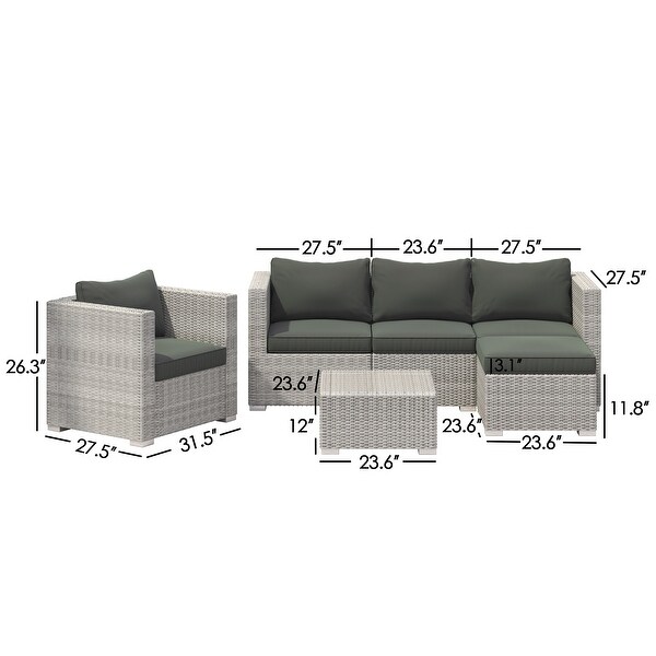 Corvus Oreanne 6-piece Outdoor Rattan Sectional Sofa Set