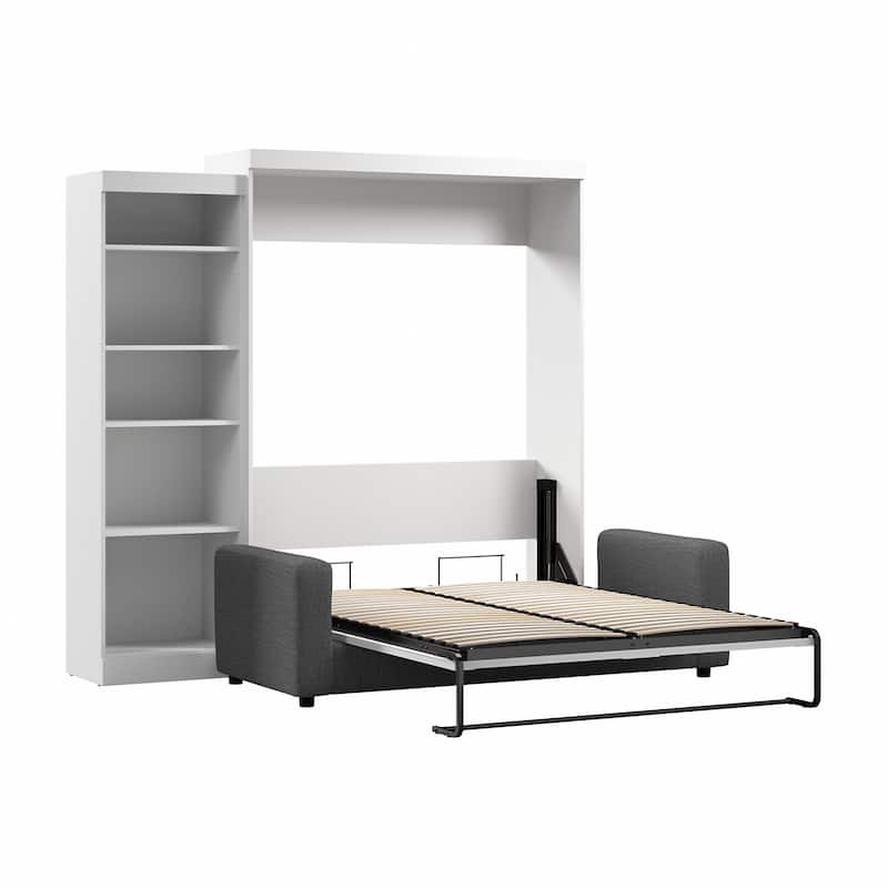 Queen Murphy Bed with Sofa and Shelving Unit (96W)