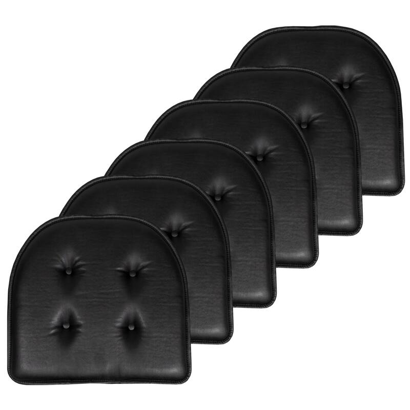 Sweet Home Collection U-Shape Faux Leather Non Slip Memory Foam Chair Cushions 17" x 16"
