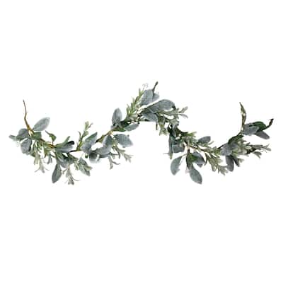 5' x 6" Iced Leaves Winter Berries Artificial Christmas Garland, Unlit