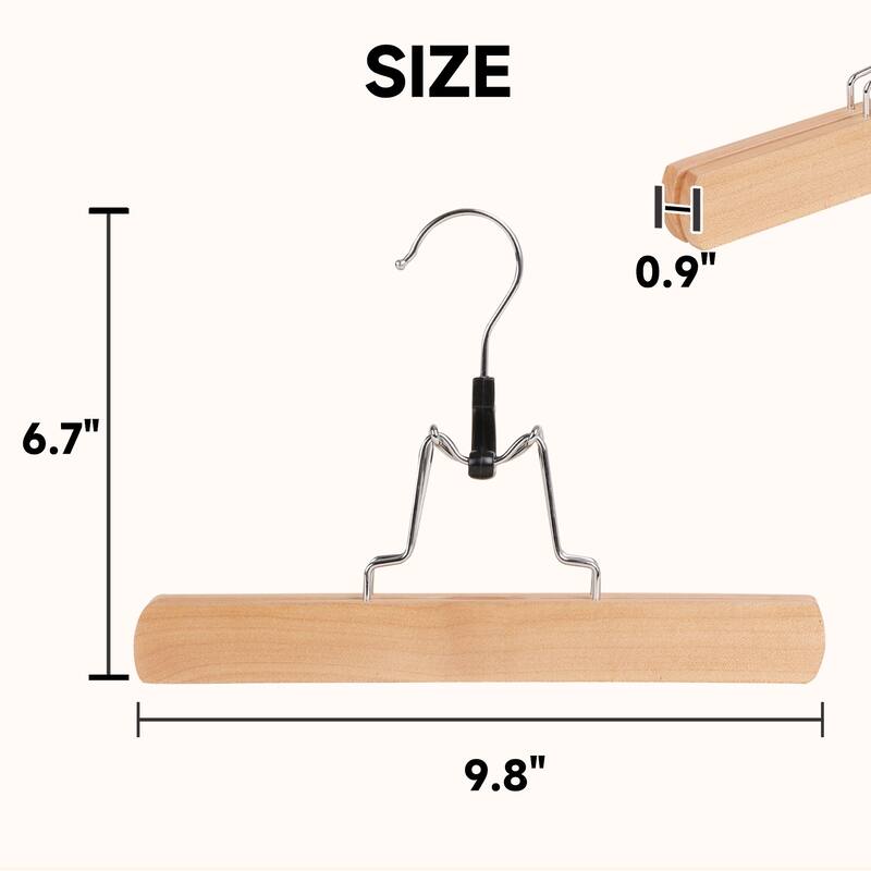 BP4U Wooden Pants Hangers with Felt Lining, Solid Wood Skirt Hangers for Trousers, Jeans, Shorts, Delicate Fabrics