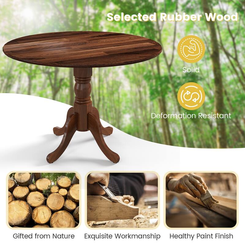 Costway Rustic Dining Table Wooden Dining Table with Round Tabletop & - See Details