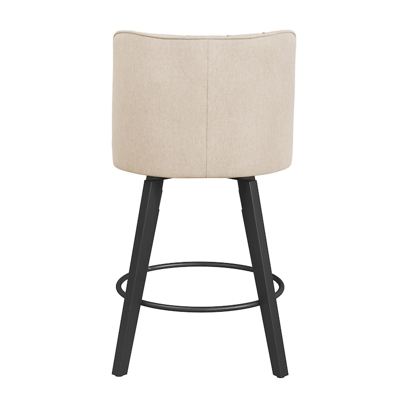 26.in Swivel Bar stool PU Leather/Fabric Upholstered Counter Stool, High Back Armless Stool with Wooden Legs