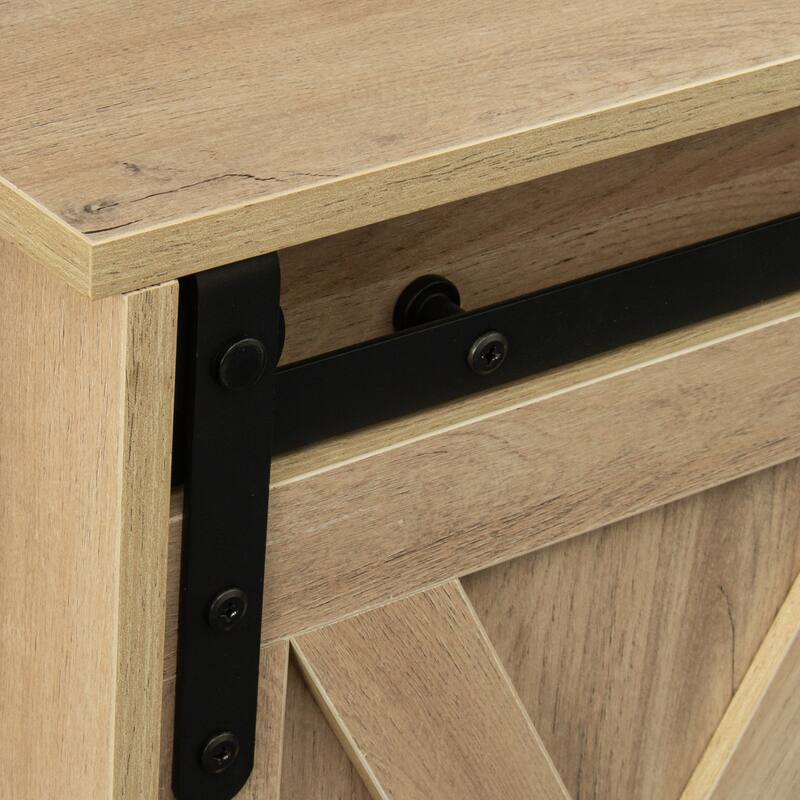 Wooden Sliding Barn Door TV Stand,Storage Cabinet with Adjustable Shelves