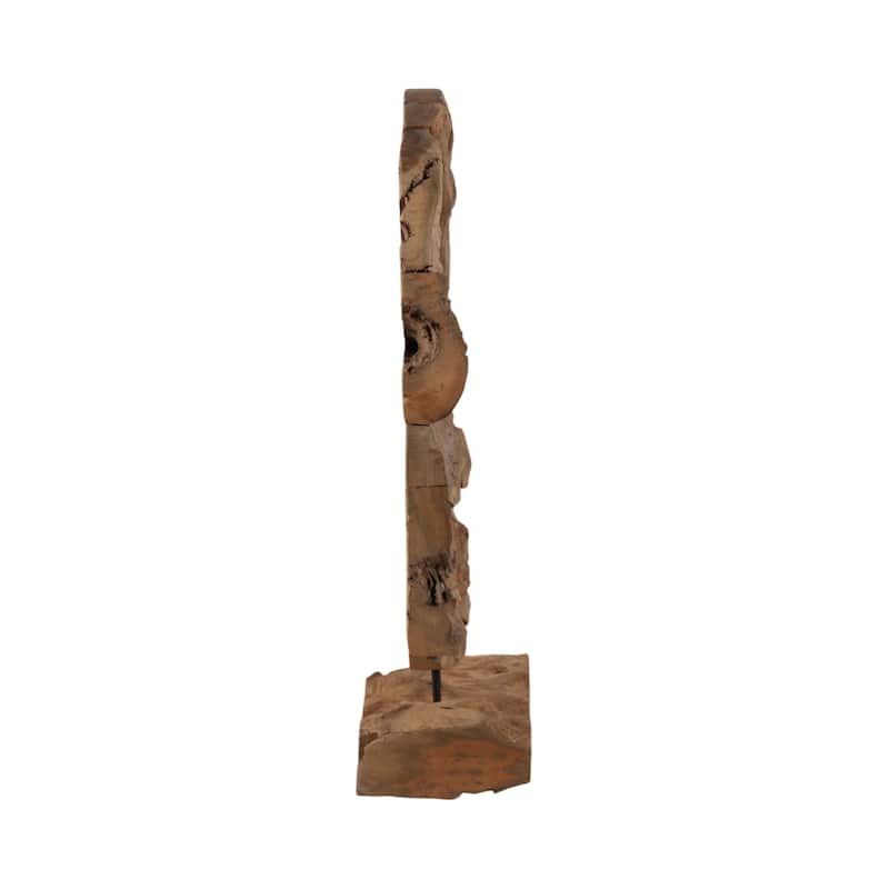 Rustic Wood Geometric Sculpture Decorative Accent - 24" Brown - 20" x 5" x 24"