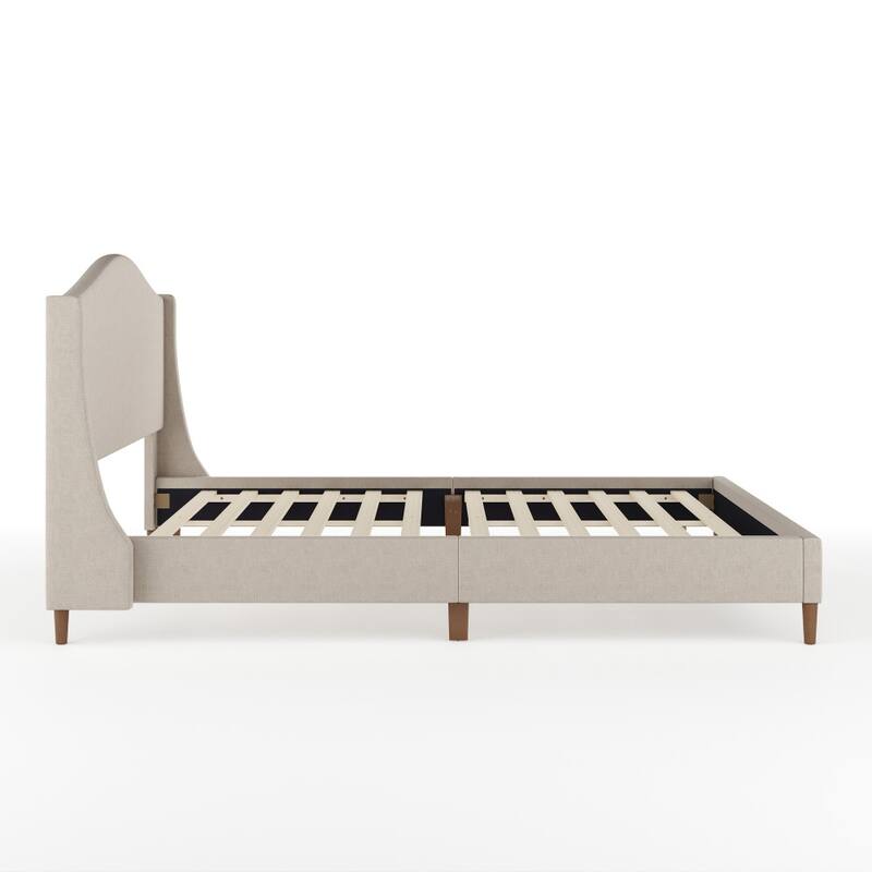 Martha Stewart Upholstered Platform Bed with Curved Headboard