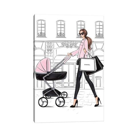 iCanvas "Mom With Stroller Brunette" by LaLana Arts Canvas Print