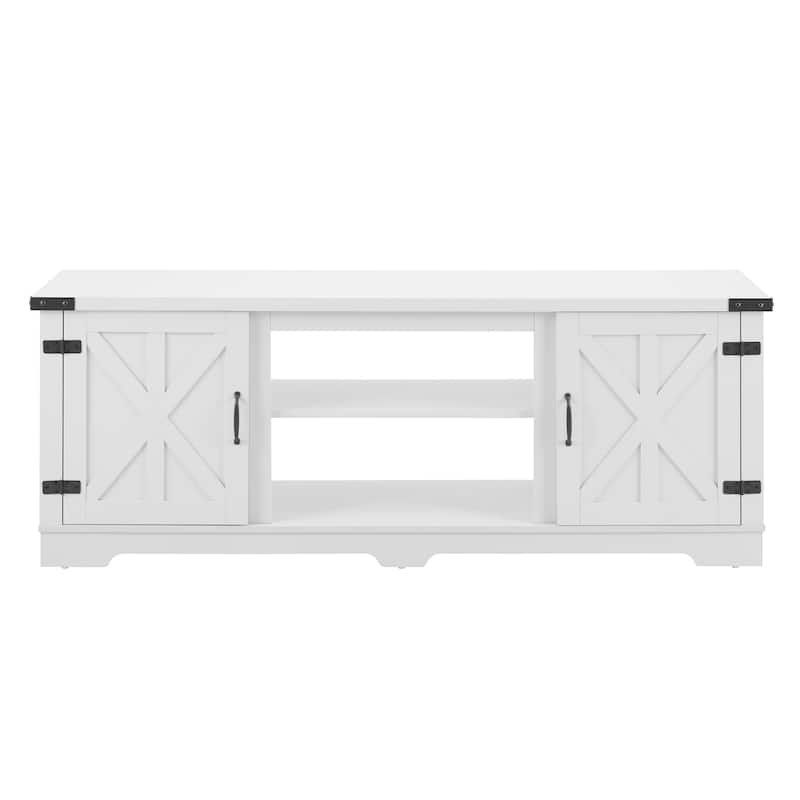 White 65" TV Stand with Open Shelves & Closed Cabinets for TVs Up to 70"