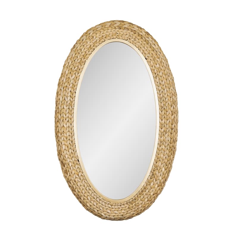 Varaluz Athena Oval Wall Mirror - French Gold/Natural Seagrass