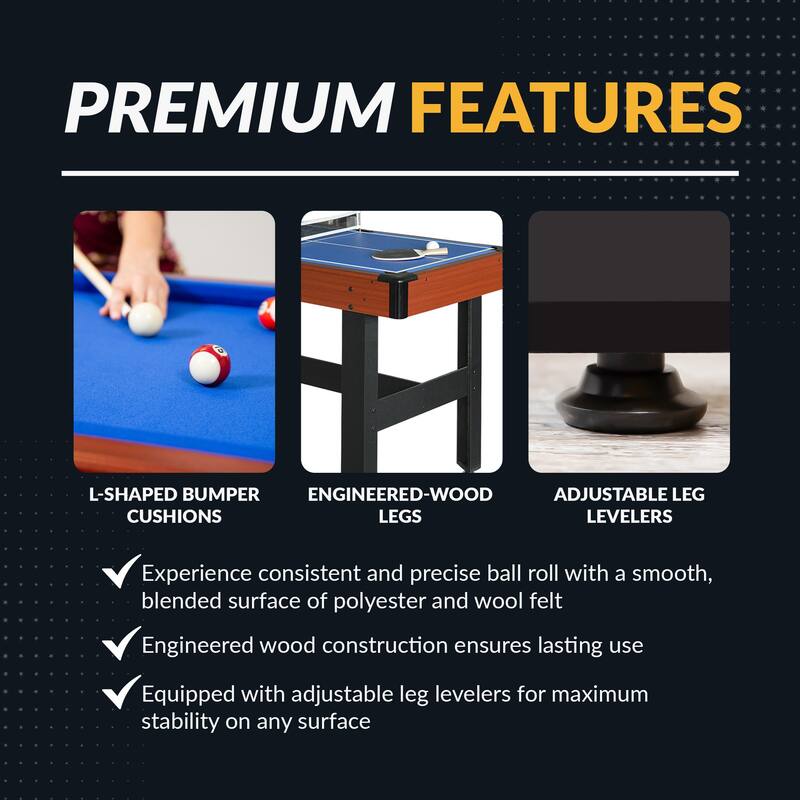Hathaway Triad 48-inch 3-in-1 Multi Combo Game Room Table, Air Hockey, Table Tennis, Billiards Pool