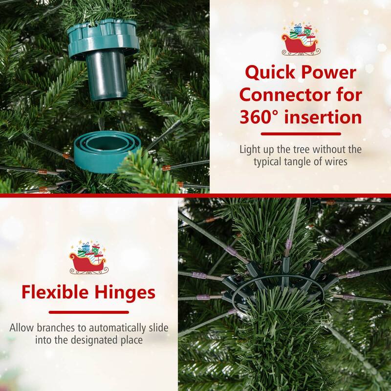 Costway 12 FT Artificial Christmas Tree & Quick Power Connector 2536 - Green - See Details