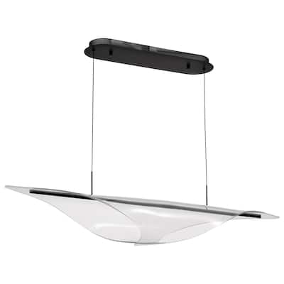 Geneva 46 Inch LED Island Pendant Matte Black Silk Screened Acrylic Lens - Matte Black