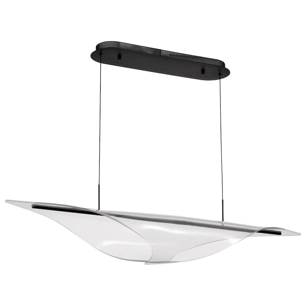 Geneva 46 Inch LED Island Pendant Matte Black Silk Screened Acrylic Lens - Matte Black