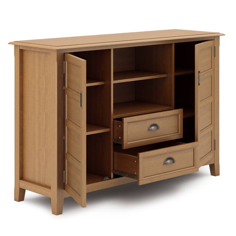 WYNDENHALL Portland SOLID WOOD 54 inch Wide Transitional TV Media Stand For TVs up to 60 inches - 54"w x 17.5"d x 36" h