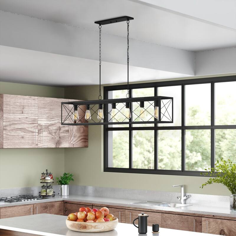 Kiro 5-light Farmhouse Linear Chandelier Faux Wood Dining Lighting with UL Certified - 36''