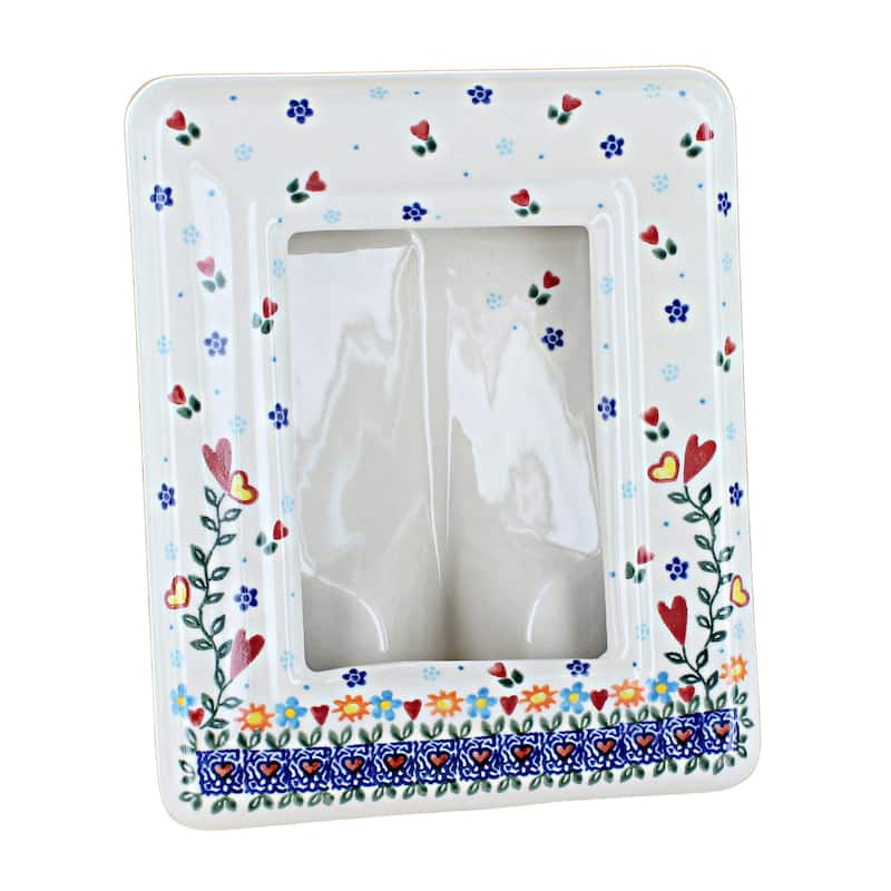 Blue Rose Polish Pottery 523 Vena Frame - Hearts & Flowers