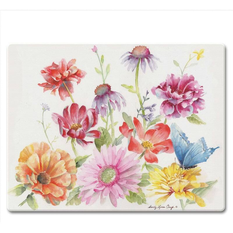 Butterfly Meadow 3mm Heat Tolerant Tempered Glass Cutting Board 10” x 8” Manufactured in the USA Dishwasher Safe - Multi