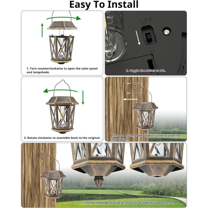 Led 2 pack wall light bronze solar powered light glass, metal garden light