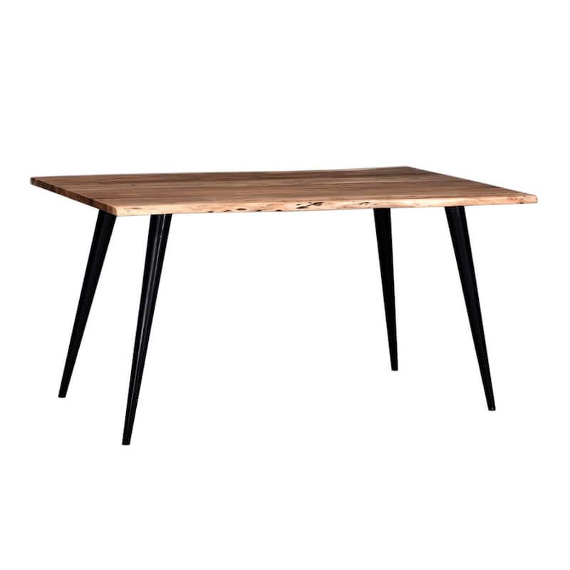 Sal 71 Inch Dining Table, Acacia Wood, Live Edges, Natural Brown, Black - Brown - Acacia