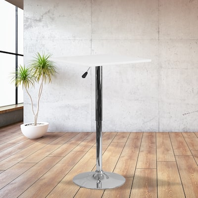 23.75" Square Adjustable White Wood Table (Adjustable Range 33" - 40.5") - 23.75"W x 23.75"D x 33" - 40.5"H