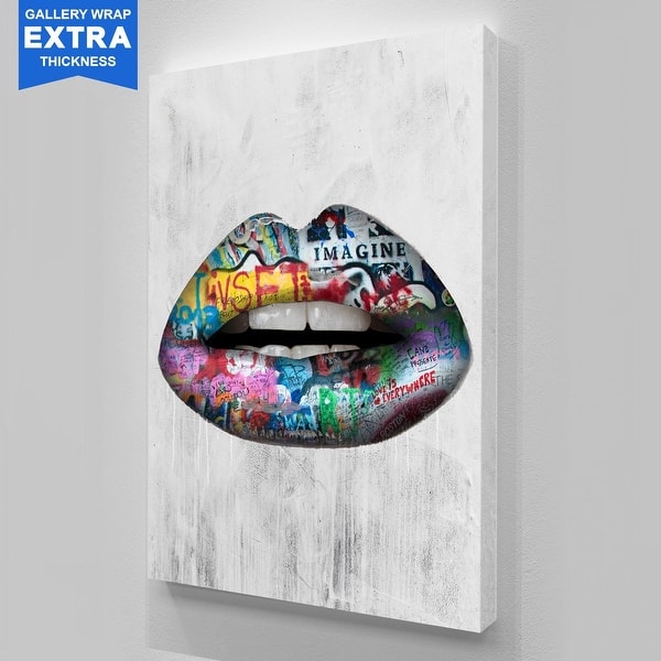 Shop Ikonick Graffiti Lips Canvas Art Overstock 22122178