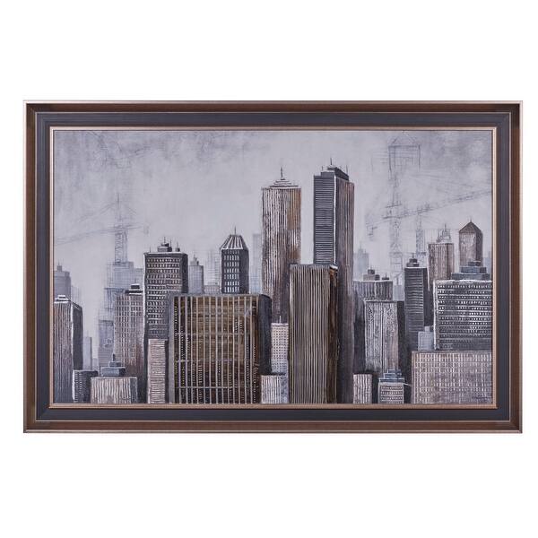Shop Large Rectangular Multi Color City Textured Canvas Wall Art 60 X 40 On Sale Overstock 32112668