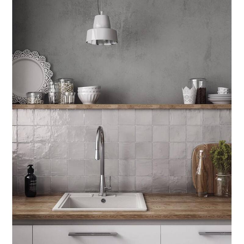 Apollo tile 4" x 4" Duchess Glossy Matte Cloud Gray Ceramic Tile (6.48 sq ft/case) - 60 Pack