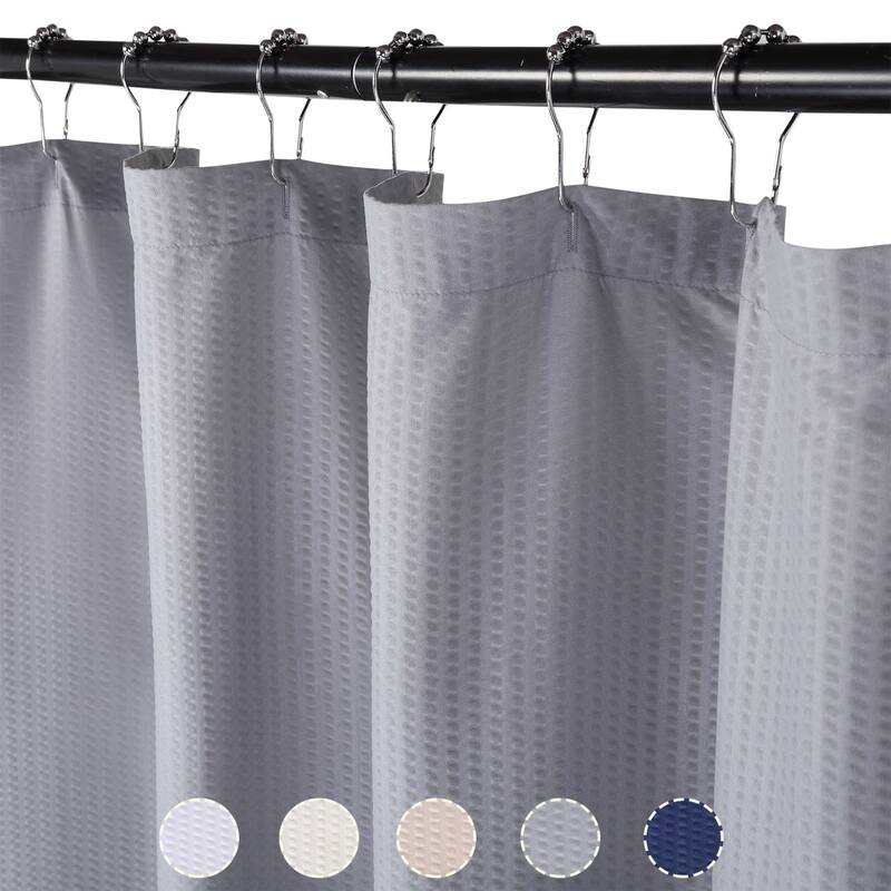 Soft Embossed Microfiber Fabric Shower Curtain or Liner, Water Repellent
