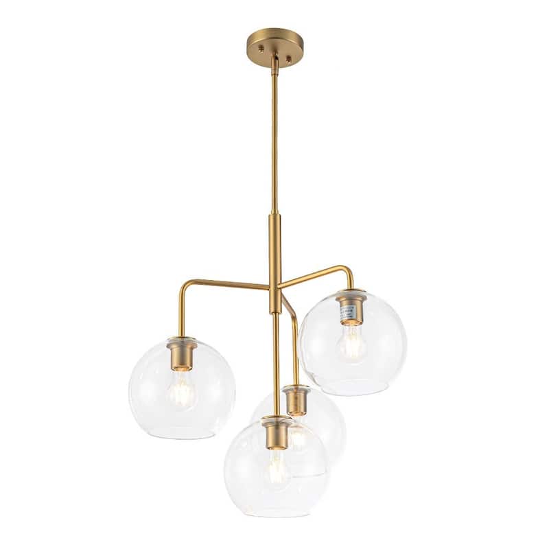 Contemporary Glass Globe 4-Light Sputnik Pendant Chandelier