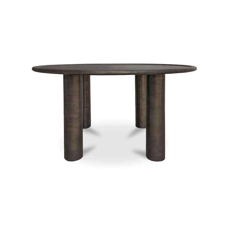 NADAAL STUDIOS Jossan Outdoor Dining Table, Round Cast Aluminum with Blackened Bronze Finish, Deep Bronze - Deep Bronze