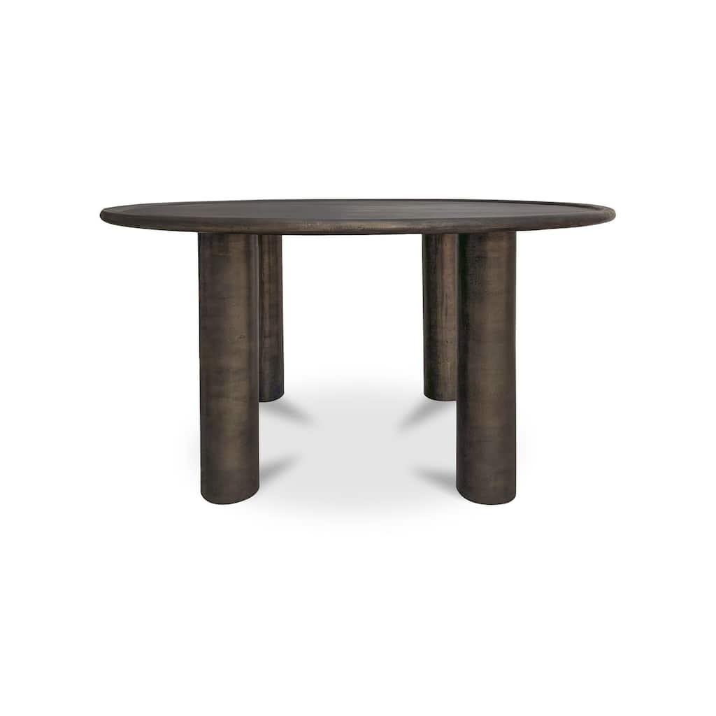 NADAAL STUDIOS Jossan Outdoor Dining Table, Round Cast Aluminum with Blackened Bronze Finish, Deep Bronze