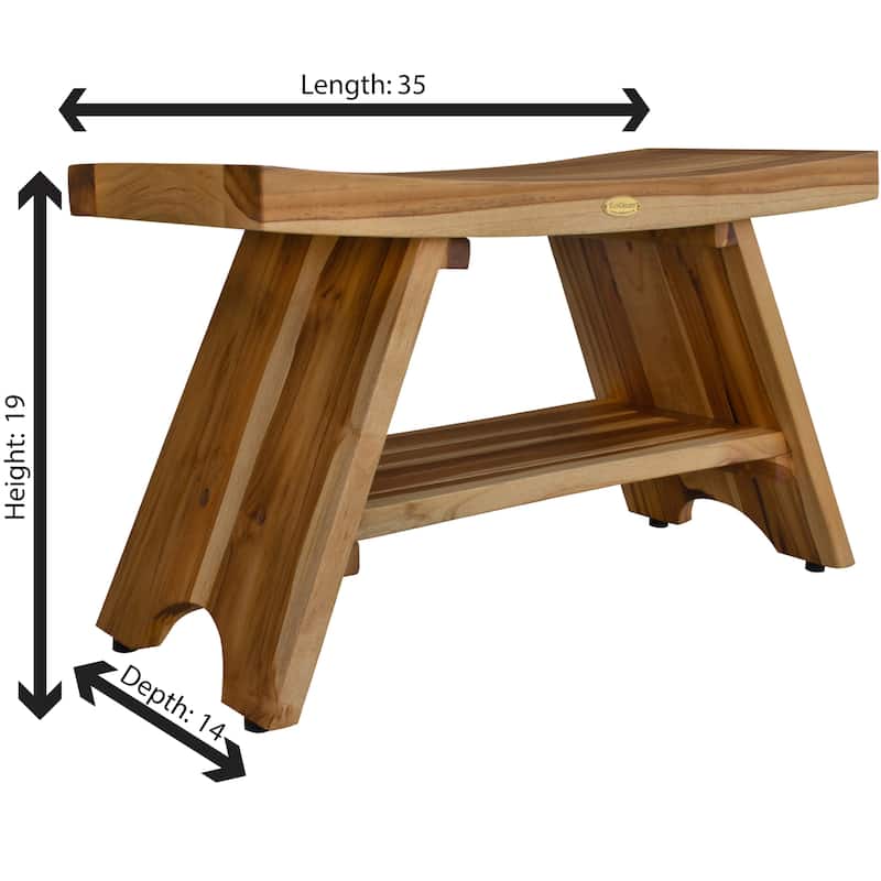 EcoDecors 35-inch, Teak Shower Bench for Inside Showe, Teak Bench Shower, Teak Bench for Shower, Shower Teak Bench, Teak Bench