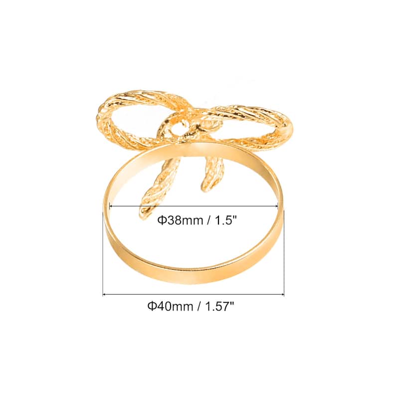 Metal Napkin Rings, 8pcs Bow-knot Napkin Ring Holder Set, Gold Tone - Gold Tone - 38mm