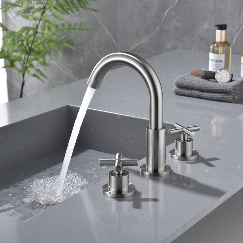8.2"H Solid Brass Widespread 2-handle Bathroom Sink Faucet