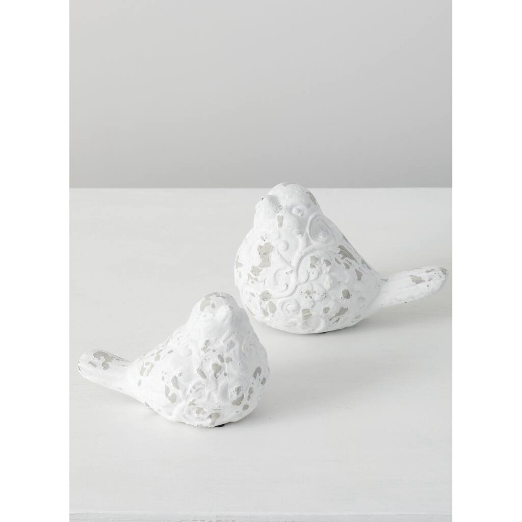 Sullivans Set of 2 Bird Figurine 6.5"H & 5"H White - 8.5"L x 5"W x 6.5"H, 7"L x 4.5"W x 5"H