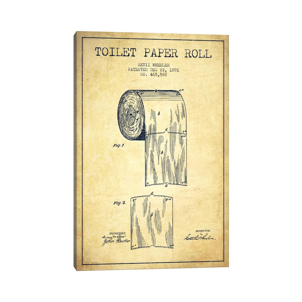 iCanvas "Toilet Paper Vintage Patent Blueprint" by Aged Pixel Canvas Print