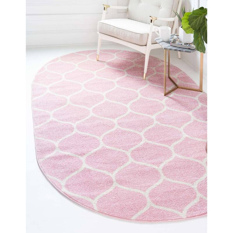 Contemporary Rosilan Collection Area Rug - 5'x8' Oval - Pink