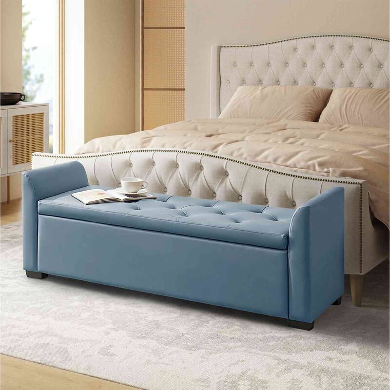 Laura Traditional 57.75"Wide Tufted Storage Bench by HULALA HOME