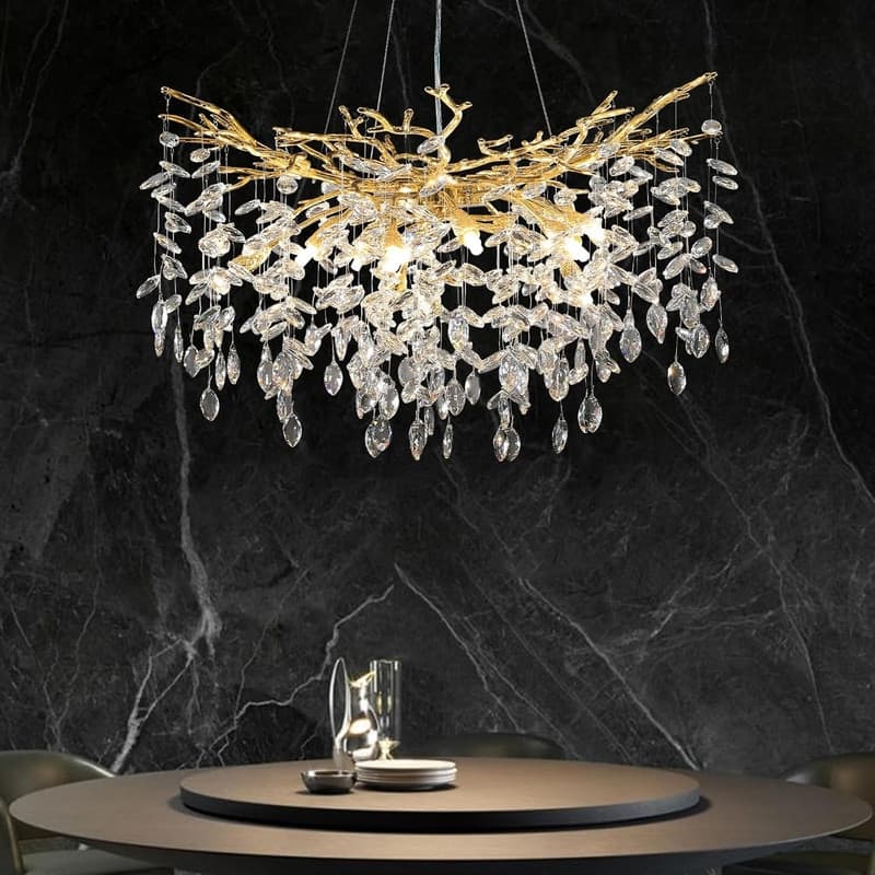 KAYLA 47.2" Modern 18-Lights Gold Luxury Crystal Globe Chandelier