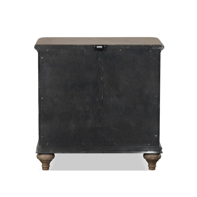 Furniture of America Aveline Modern Rustic Oak Solid Wood 2-Drawer Nightstand With USB Ports (Set of 2)