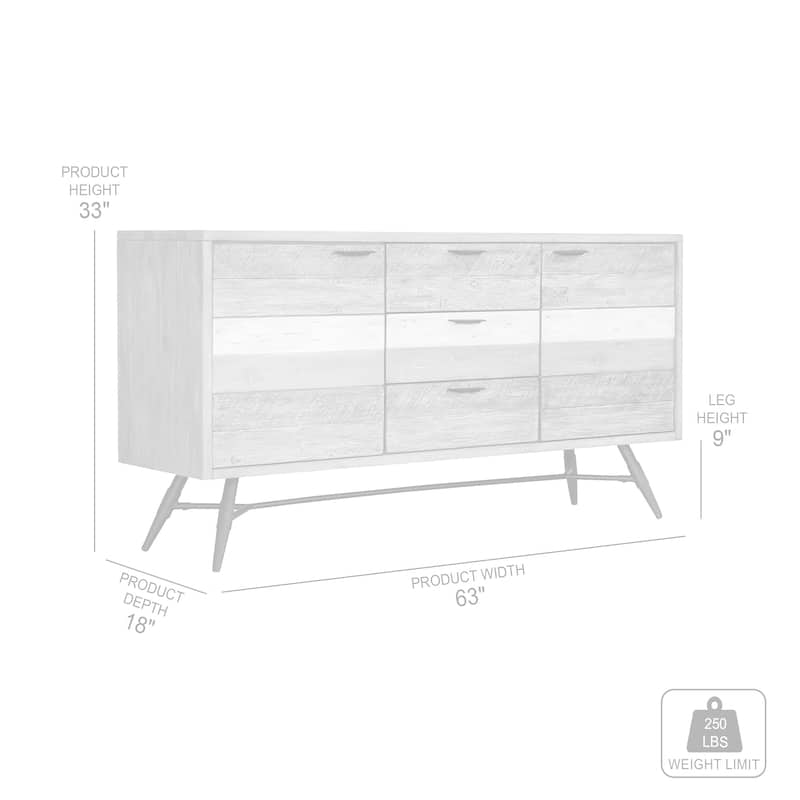 Bridges Two Tone Acacia Wood 3 Drawer Sideboard Buffet Cabinet