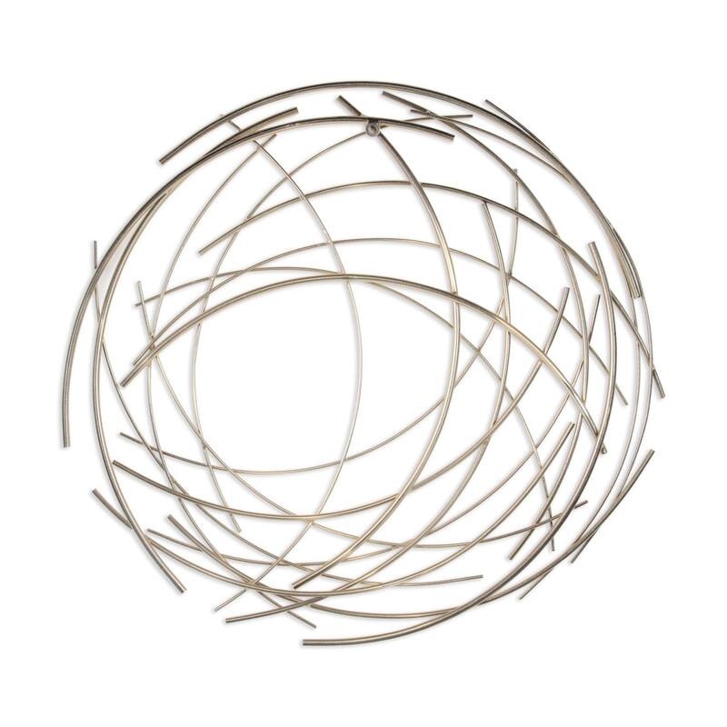 HomeRoots 26" X 26" Gold Abstract Metal Circle Hanging Dimensional Sculpture