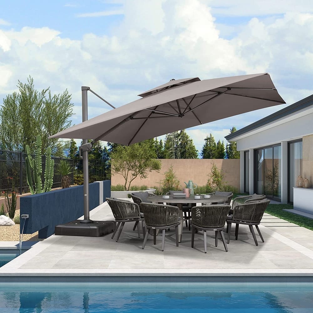 PURPLE LEAF Double Top Stylish Patio Cantilever Umbrella